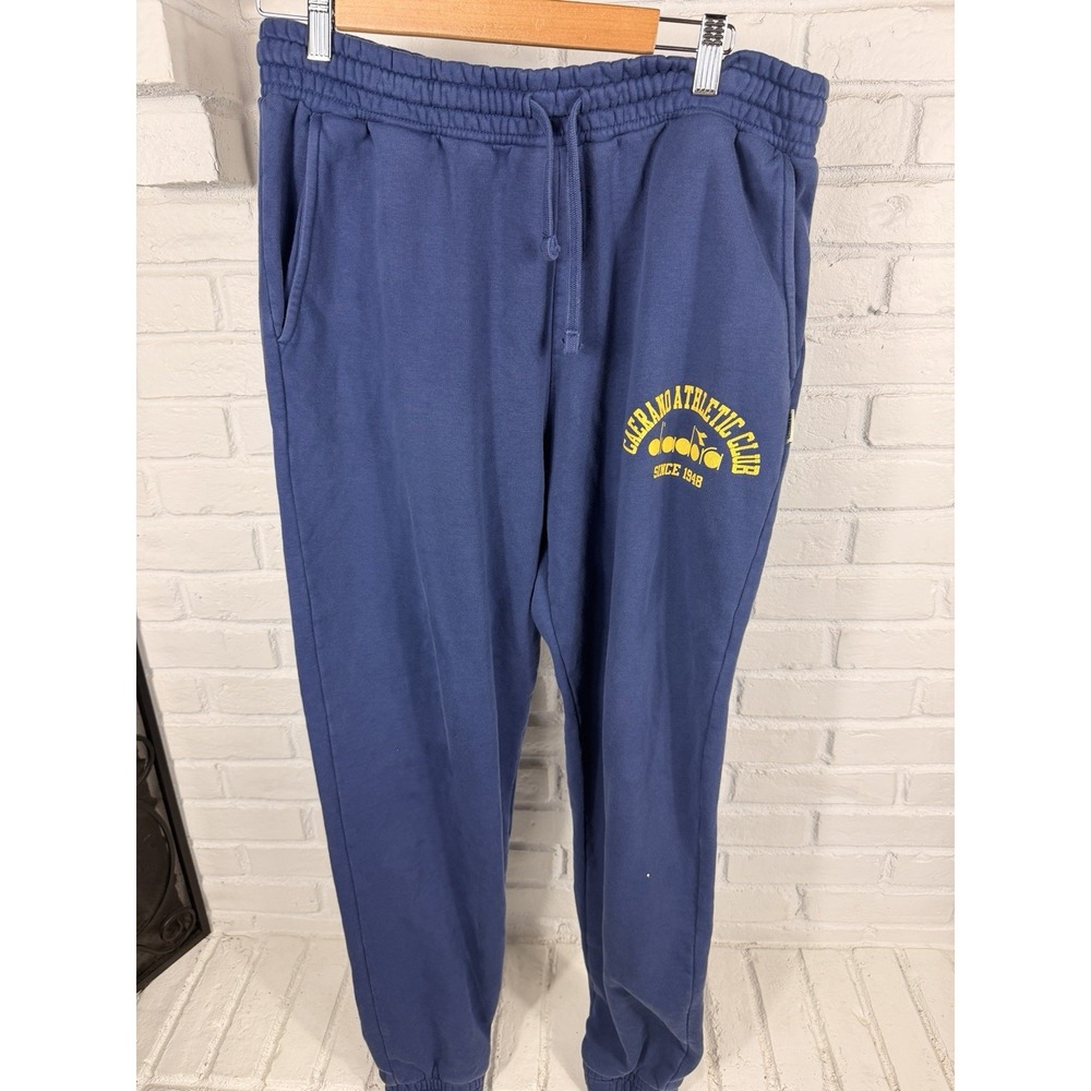 Diadora Gear Athletic Club Jogger Sweatpants XL Blue Fleece Logo Y2K
